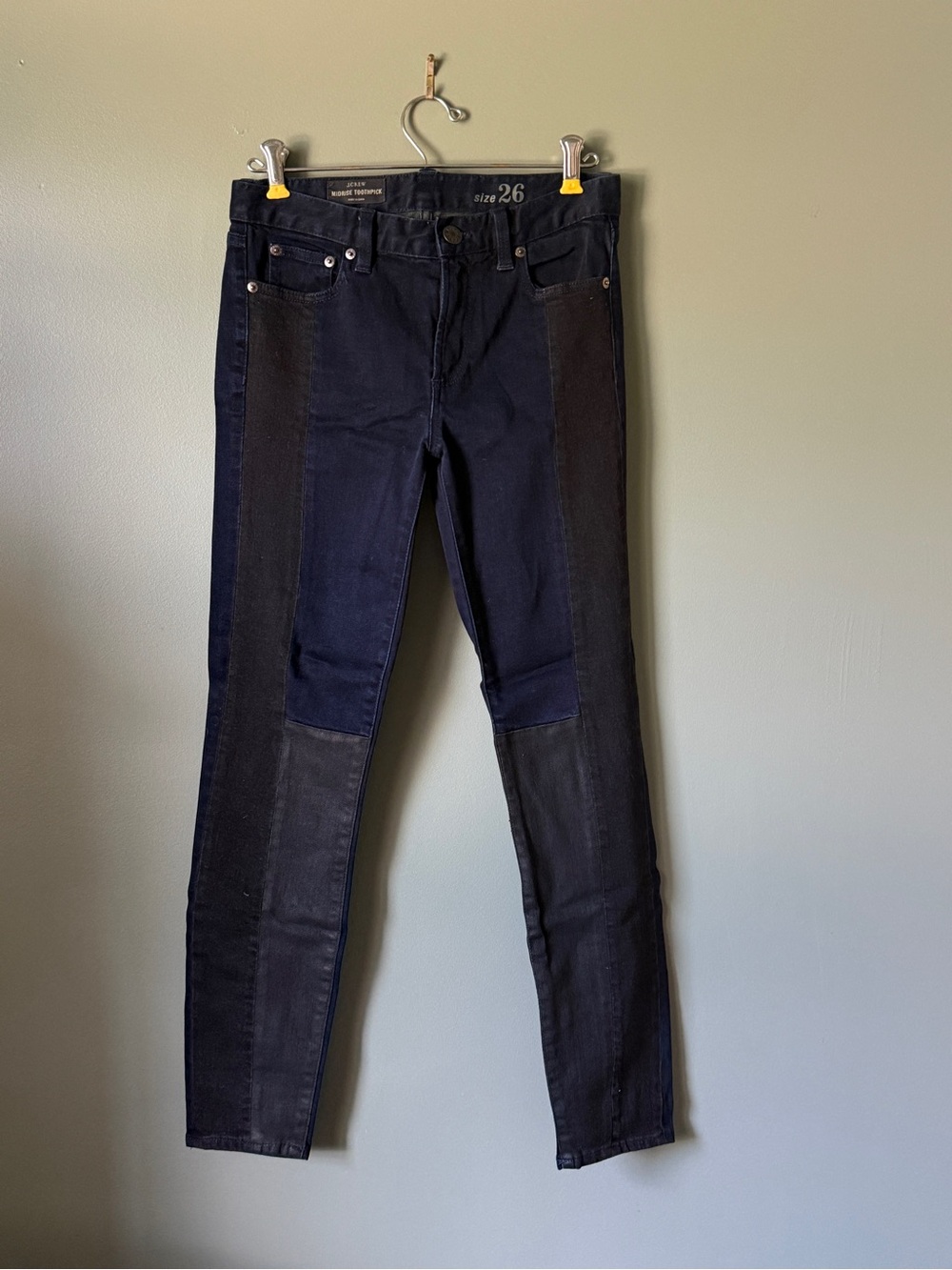 J. Crew - Midrise Toothpick Jeans in Blocked Patchwork Indigo - Size 26